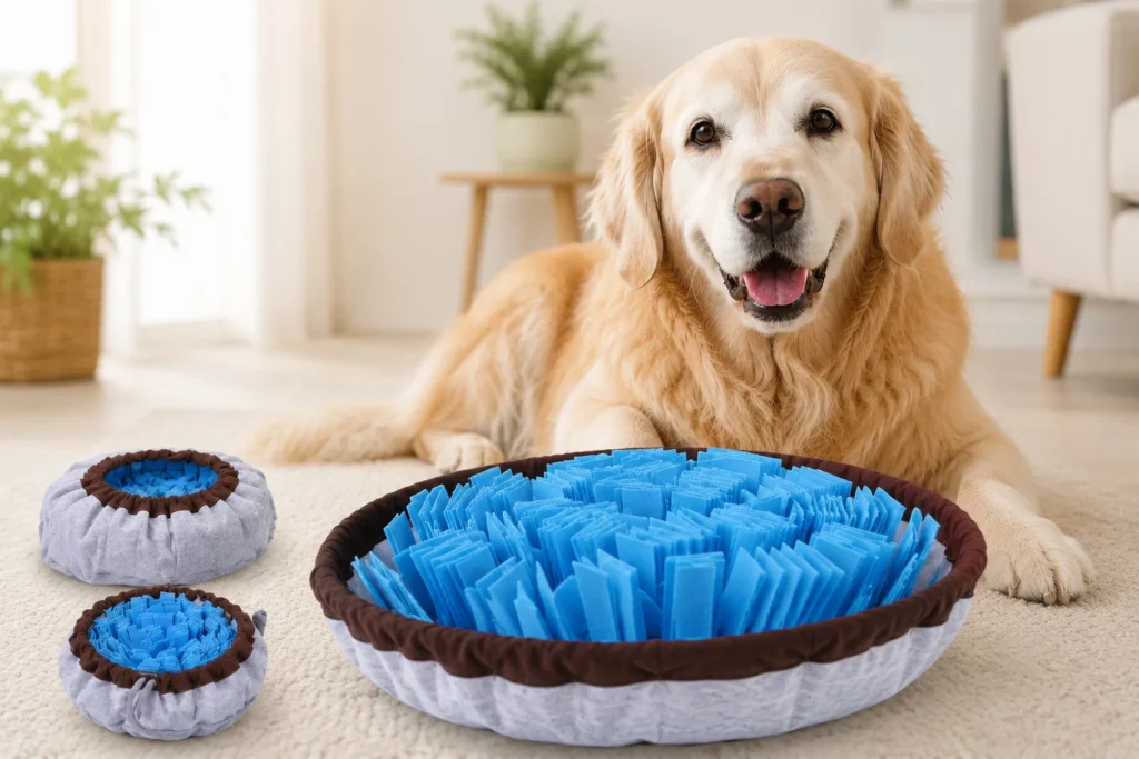 Os brinquedos interativos para cães idosos são ótimos em ambientes domésticos. 
Sendo claro e confortável.
