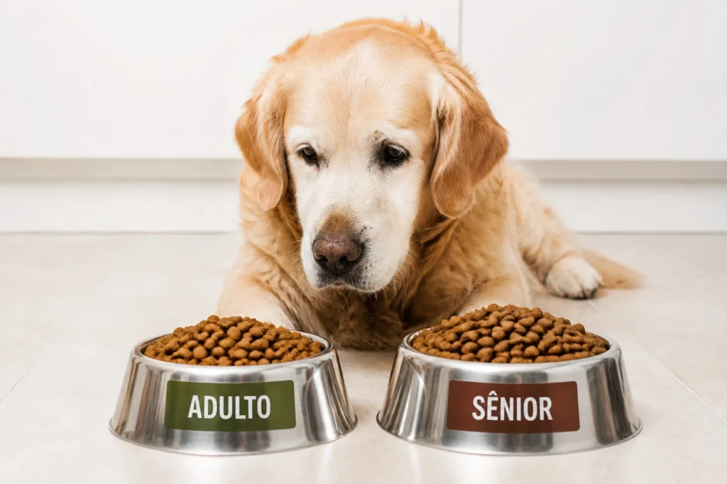 cachorro idoso pode comer ração de adulto ou sênior