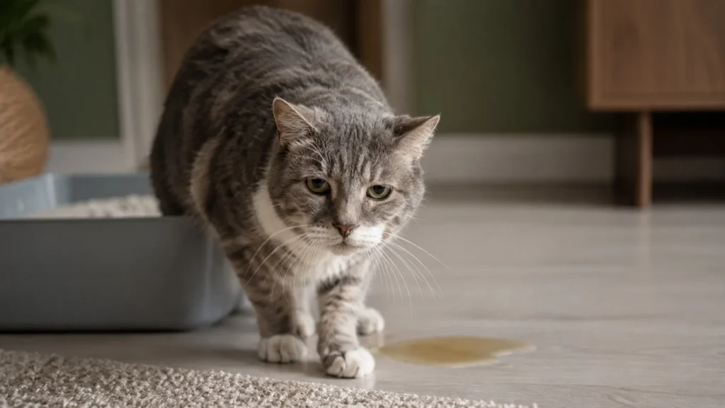 Lidar com empatia clínica e paciência ao encontrar um gato idoso fazendo xixi fora da caixa é o primeiro e mais importante passo para diagnosticar doenças subjacentes.