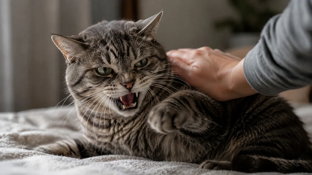 A agressividade repentina e mordidas ao ser acariciado são respostas clássicas para a dúvida de como saber se o gato idoso sente dor intensa em áreas específicas do corpo.